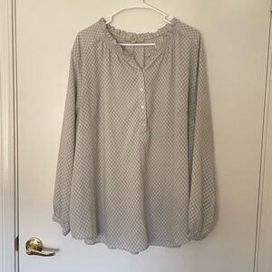 LOFT Light Gray Blouse with Subtle Pattern